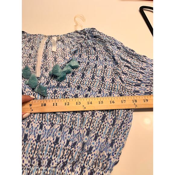 Seafolly Women's Blue Geometric Boho Tassels V-Neck Playsuit Romper Size Small - Picture 6 of 10